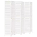 vidaXL Room Divider 6 Panels White Solid Wood Paulownia