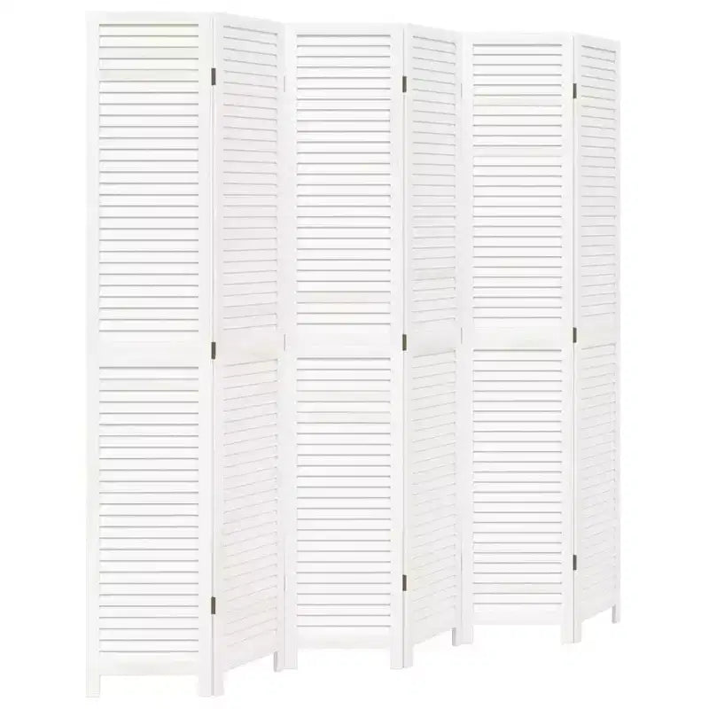 vidaXL Room Divider 6 Panels White Solid Wood Paulownia