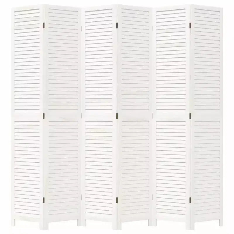 Séparateur de Pièce 6 Panneaux Blanc Bois Massif Paulownia