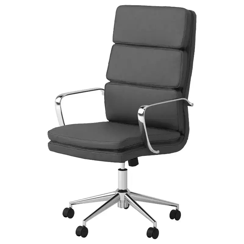 Chaise de bureau ergonomique en mousse noire à hauteur fixe de 118,1 cm avec support lombaire