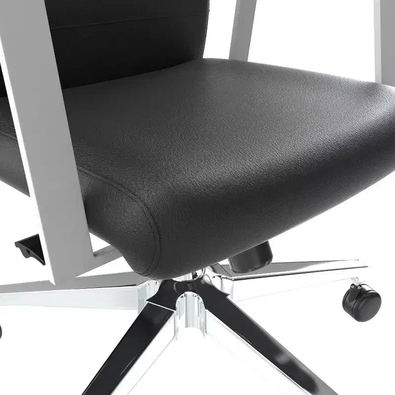 Fauteuil de bureau ergonomique en similicuir noir, réglable en hauteur (45 po) avec support lombaire réglable
