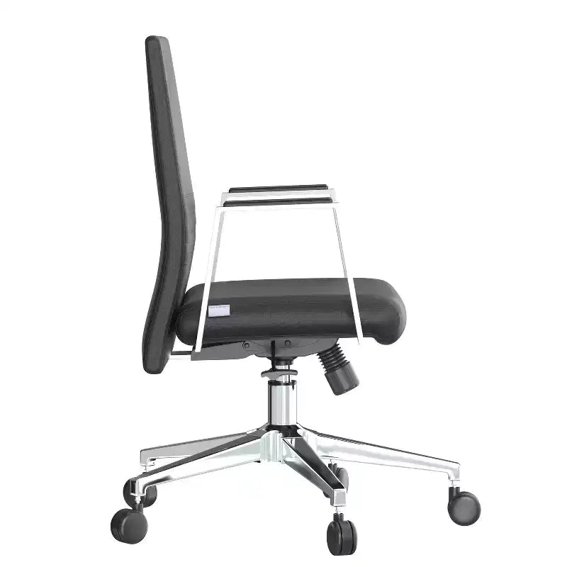 Fauteuil de bureau ergonomique en similicuir noir, réglable en hauteur (45 po) avec support lombaire réglable
