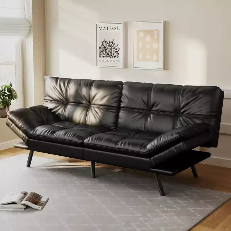 Dyonery 71 Convertible Futon Sofa Bed,Modern Memory Foam Futon Couch with Detachable Cushion,Adjustable Backrest & Armrest