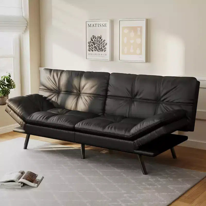 Canapé futon convertible 71", canapé futon moderne en mousse à mémoire de forme avec coussin détachable, dossier et accoudoirs réglables