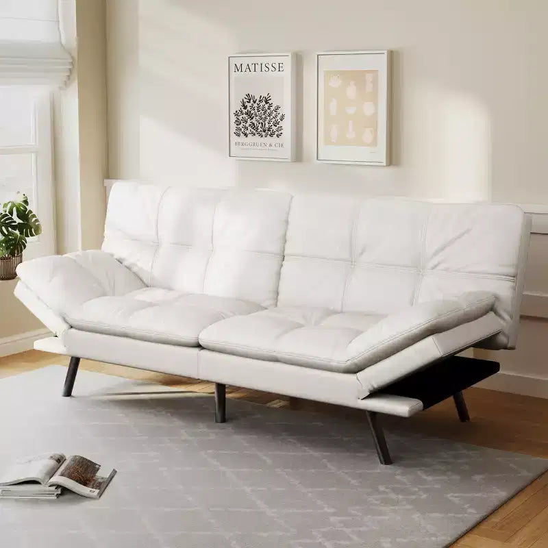 Canapé futon convertible 71", canapé futon moderne en mousse à mémoire de forme avec coussin détachable, dossier et accoudoirs réglables