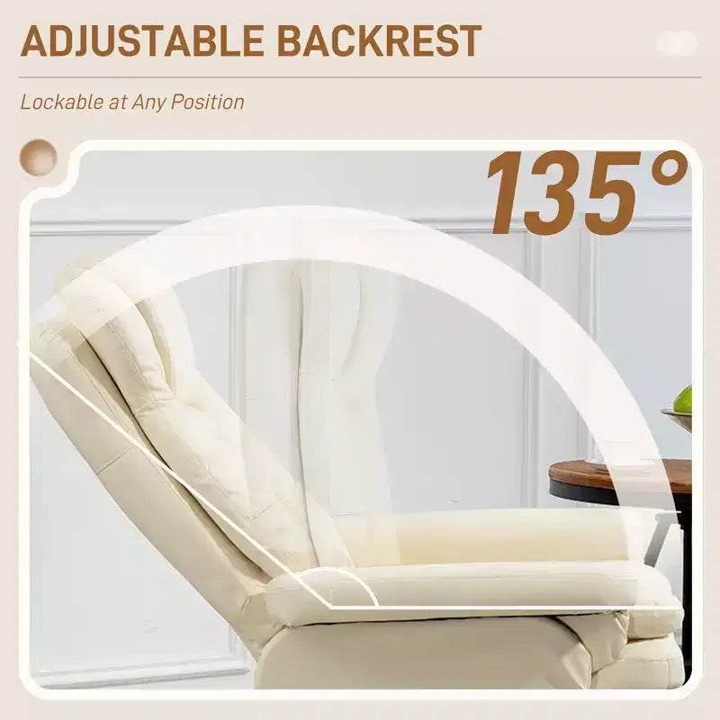 Fauteuil inclinable en cuir PU avec pouf, fauteuil inclinable pivotant et pouf avec base ronde pour salon