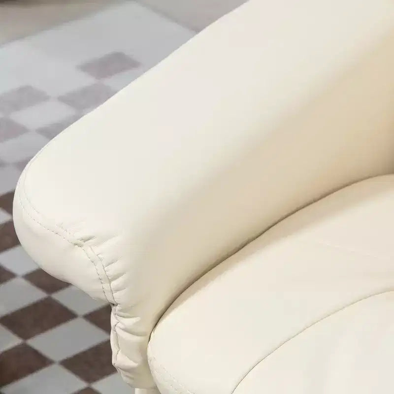 Fauteuil inclinable en cuir PU avec pouf, fauteuil inclinable pivotant et pouf avec base ronde pour salon