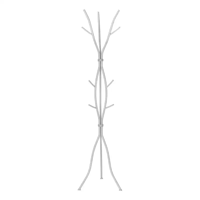 Okak Modern Freestanding Coat Rack with 11 Hooks, Hammered Metal Hall Tree with Unique Design, Coat Tree for Living Room, Bedroom, Silver