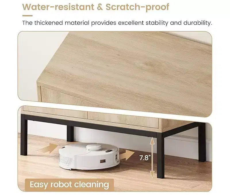 Bahut de salle à manger, meuble de rangement en bois avec portes en rotin naturel, bahut à double couche avec pieds en métal massif, pour couloir, salon