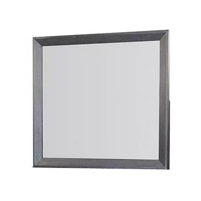 Miroir de commode, noir patiné classique en bois d'hévéa massif, 42 pouces