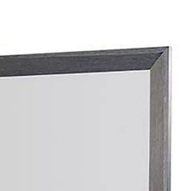 Miroir de commode, noir patiné classique en bois d'hévéa massif, 42 pouces