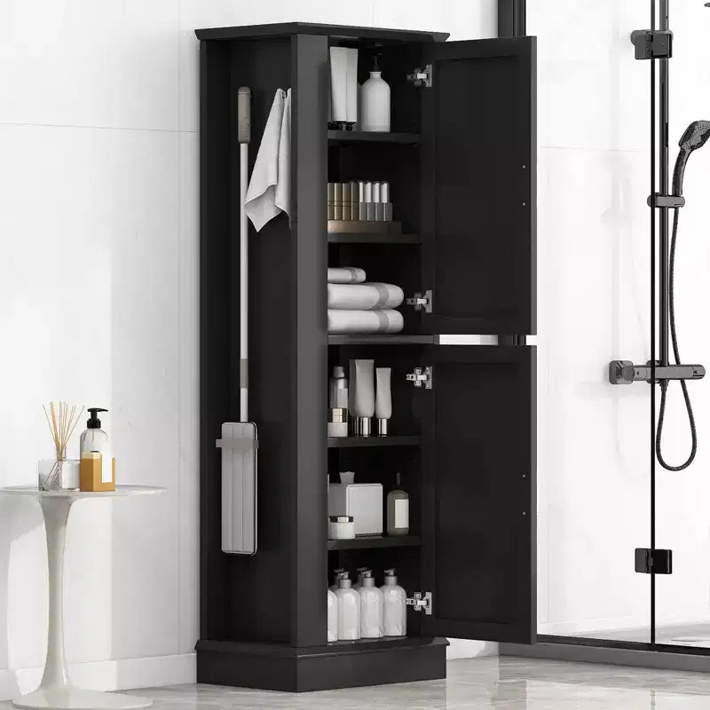 Meuble colonne de salle de bain autoportant avec crochet, étagère réglable, MDF, blanc