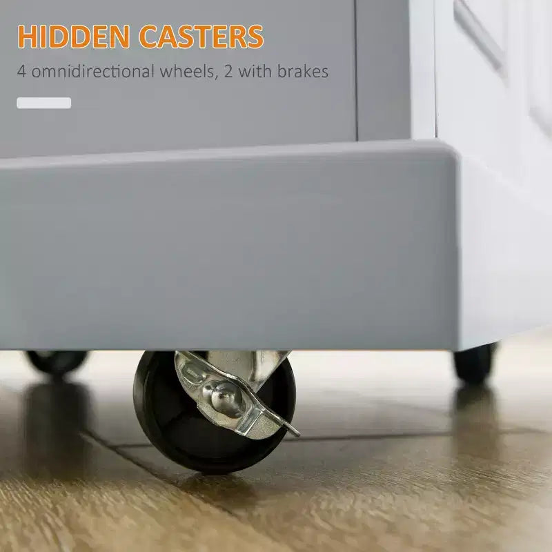 Chariot de cuisine roulant, table desserte portable avec tiroir, étagère réglable et 2 porte-serviettes