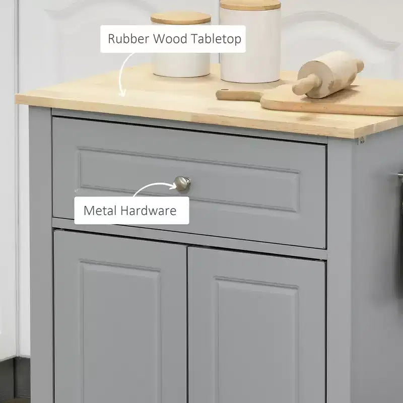 Chariot de cuisine roulant, table desserte portable avec tiroir, étagère réglable et 2 porte-serviettes