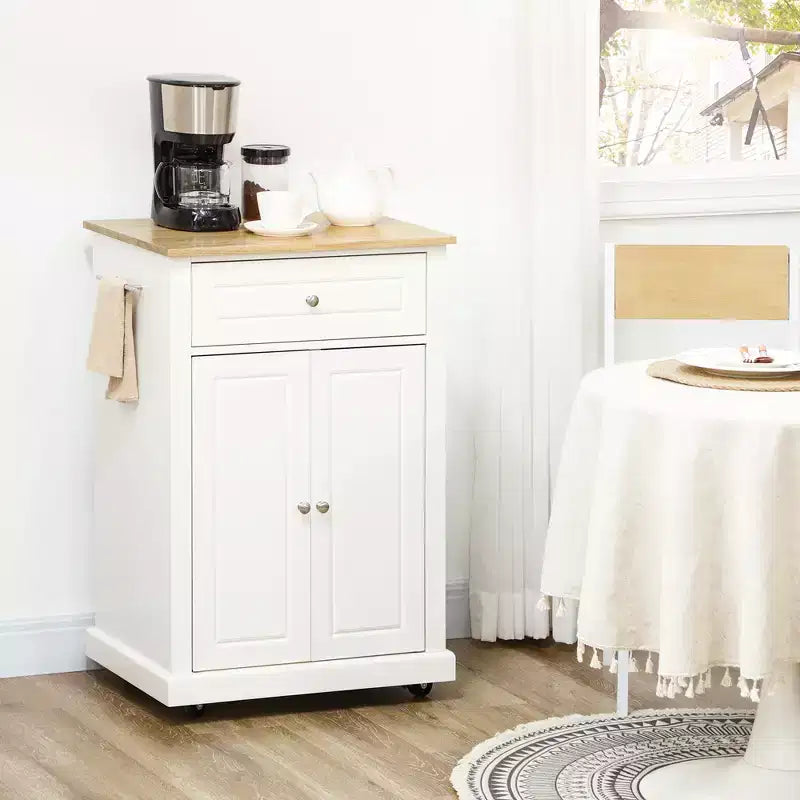 Chariot de cuisine roulant, table desserte portable avec tiroir, étagère réglable et 2 porte-serviettes