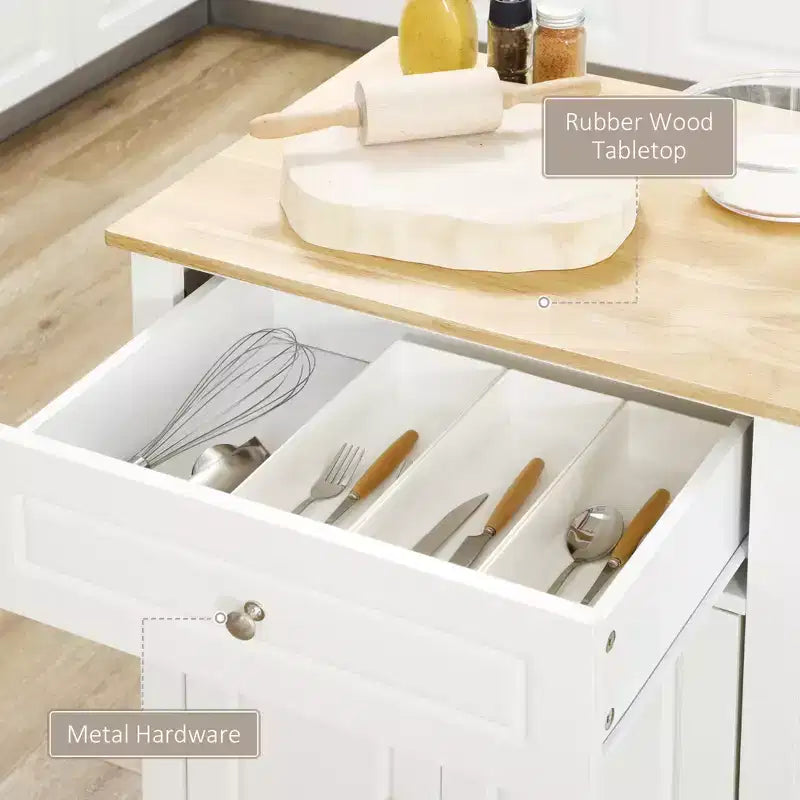 Chariot de cuisine roulant, table desserte portable avec tiroir, étagère réglable et 2 porte-serviettes