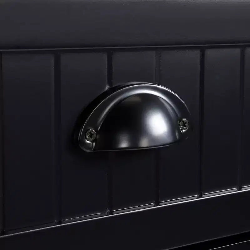47 Îlot de cuisine en bois cannelé, Armoire de rangement pour comptoir de cuisine avec abattant, Tiroir, Étagères ouvertes, Rangement