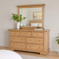 Royal Hampton Dresser Mirror, Bevel Glass, Natural Oak Brown Solid Wood, 38x44