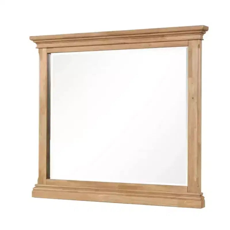 Miroir de commode, verre biseauté, bois massif de chêne naturel brun, 38x44