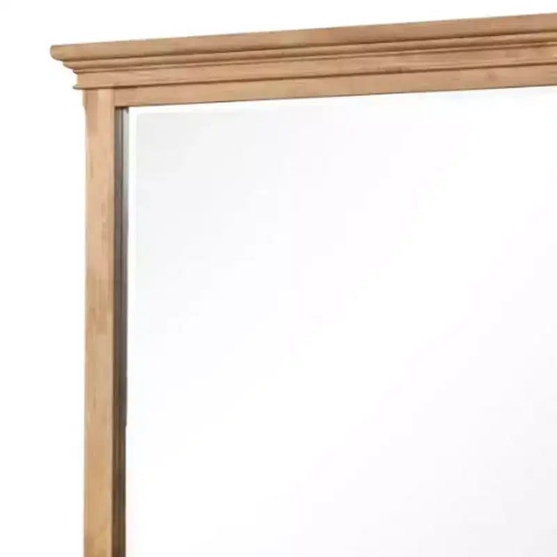Miroir de commode, verre biseauté, bois massif de chêne naturel brun, 38x44
