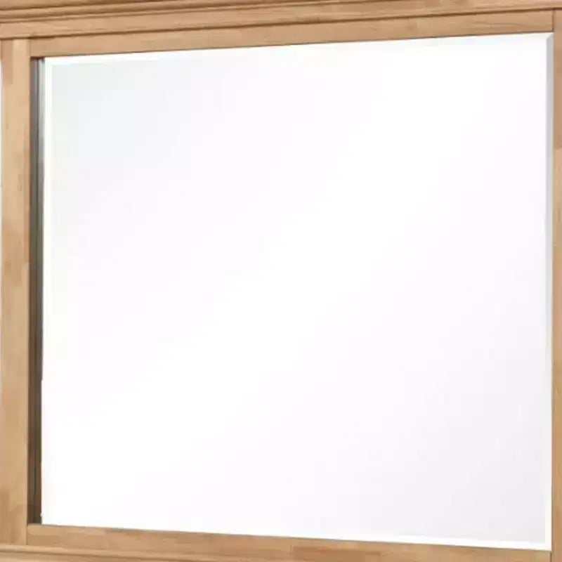 Miroir de commode, verre biseauté, bois massif de chêne naturel brun, 38x44