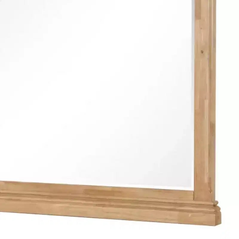 Miroir de commode, verre biseauté, bois massif de chêne naturel brun, 38x44