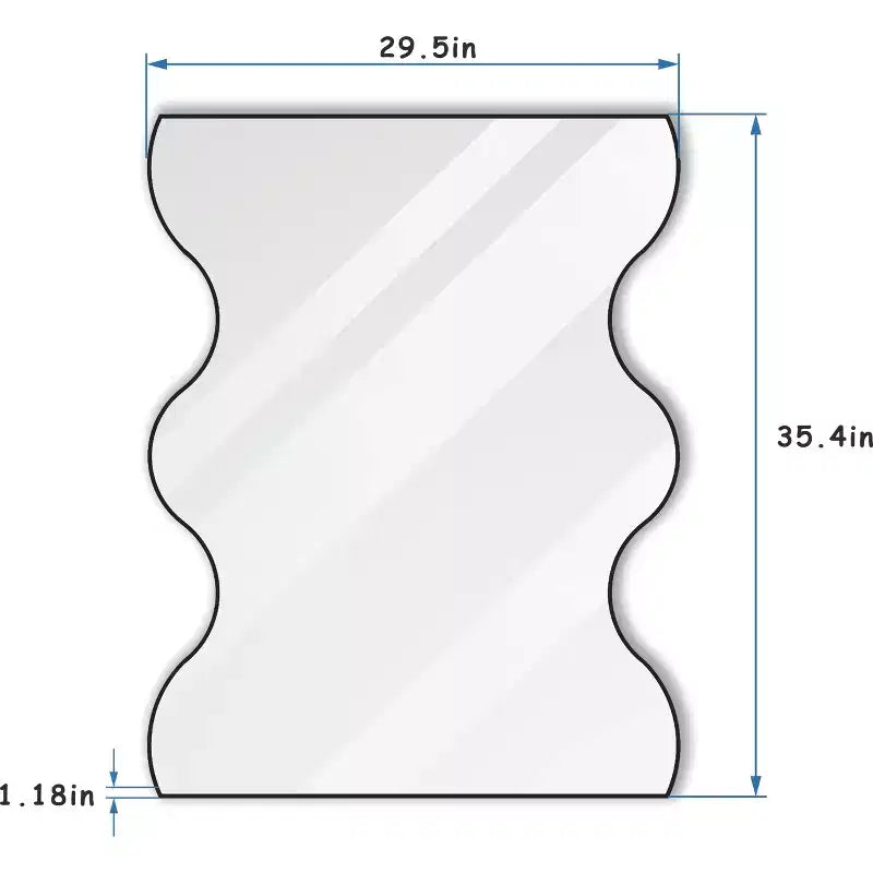 Miroir de salle de bain mural 30x35 pouces, miroir de courtoisie rectangulaire moderne avec 2 côtés ondulés pour salle de bain, chambre à coucher