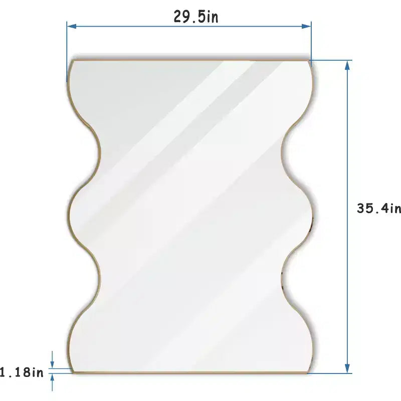 Miroir de salle de bain mural 30x35 pouces, miroir de courtoisie rectangulaire moderne avec 2 côtés ondulés pour salle de bain, chambre à coucher