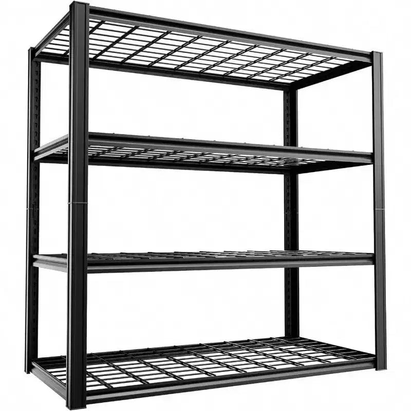 4 Tier 40 Inchx 19 Inch Dx 60 Inch H Heavy Duty Metal Garage Shelf Load 2200LBS Black Industrial Storage Shelves Adjustable