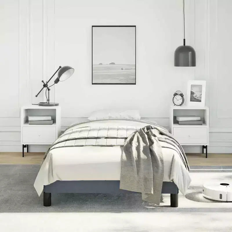 Cadre de lit Velours gris foncé (100 % polyester), contreplaqué, bois composite