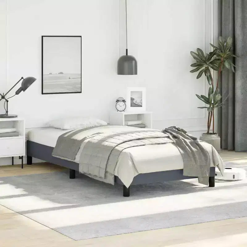 Cadre de lit Velours gris foncé (100 % polyester), contreplaqué, bois composite
