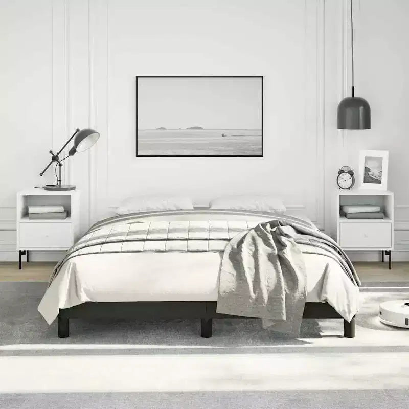 Bed Frame Black Faux leather, plywood, engineered wood Full