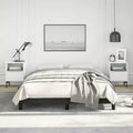 Bed Frame Black Faux leather, plywood, engineered wood Full