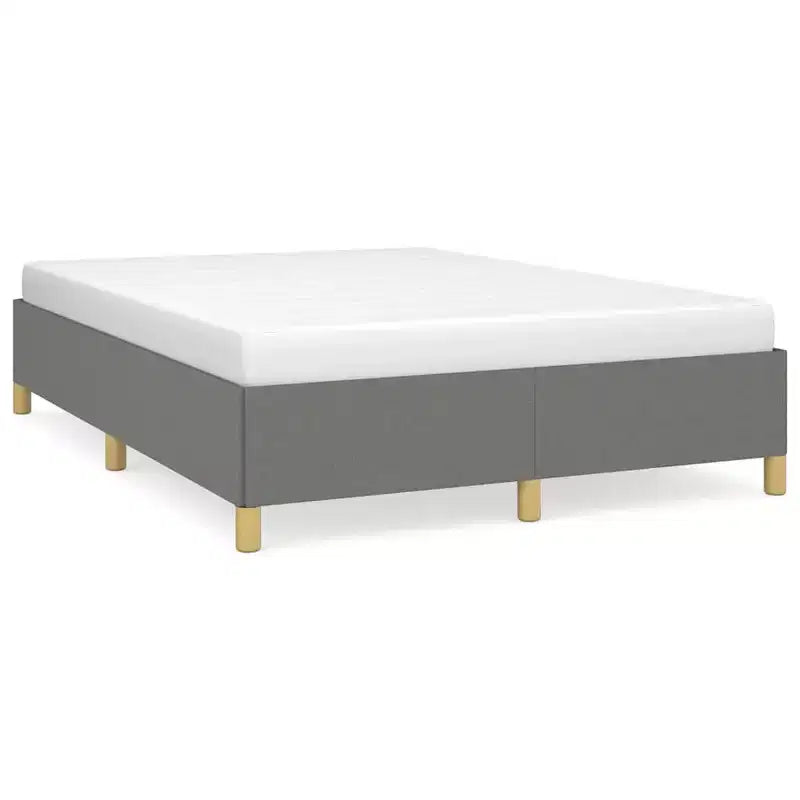 Cadre de lit en tissu gris foncé, contreplaqué, bois composite Double