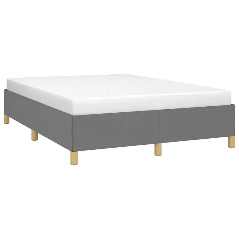Cadre de lit en tissu gris foncé, contreplaqué, bois composite Double