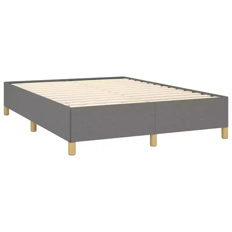 Cadre de lit en tissu gris foncé, contreplaqué, bois composite Double