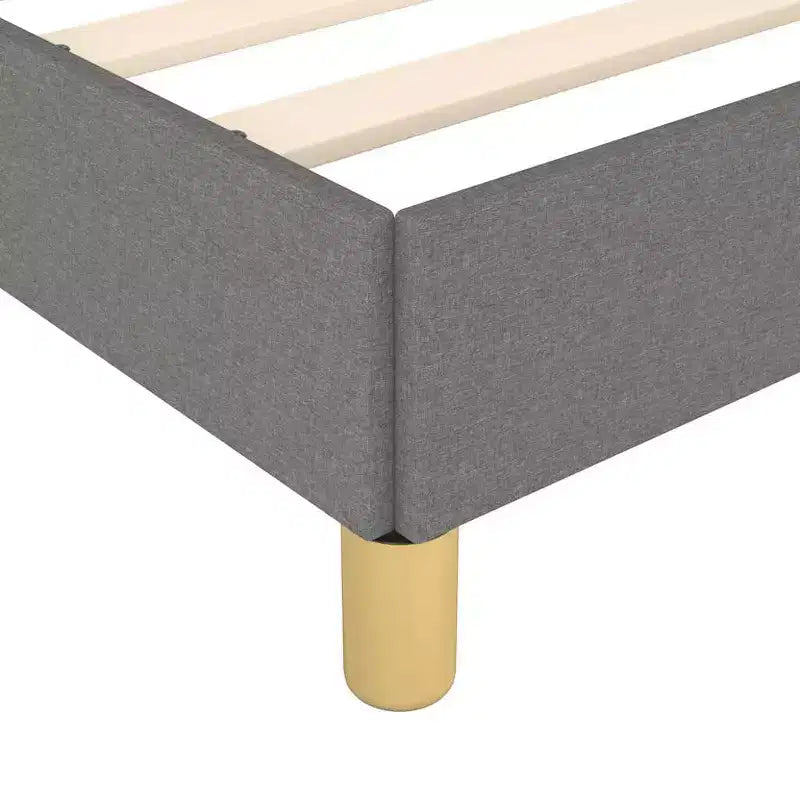 Cadre de lit en tissu gris foncé, contreplaqué, bois composite Double