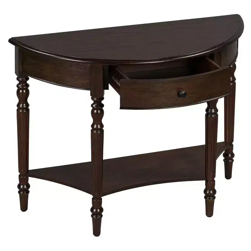 Console demi-lune de style campagnard français de 39", table d'entrée demi-lune de ferme avec tiroir et étagère de rangement