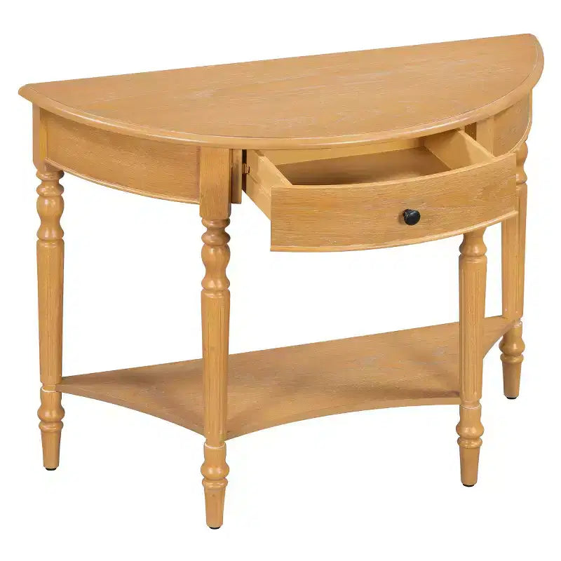 Console demi-lune de style campagnard français de 39", table d'entrée demi-lune de ferme avec tiroir et étagère de rangement