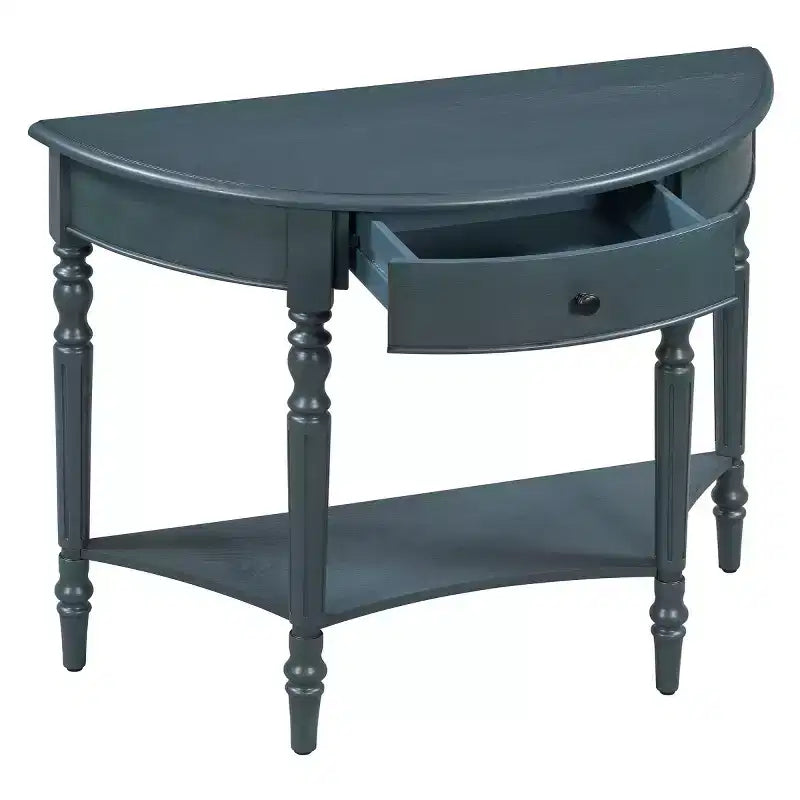 Console demi-lune de style campagnard français de 39", table d'entrée demi-lune de ferme avec tiroir et étagère de rangement