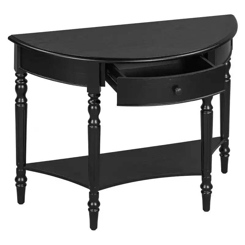 Console demi-lune de style campagnard français de 39", table d'entrée demi-lune de ferme avec tiroir et étagère de rangement