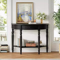 39 French Country Half Moon Console Table, Farmhouse Demilune Entryway Table with Drawer & Storage Shelf - Panipeachy