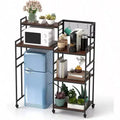 Fridge Shelf with Wheels 5 Tier Kitchen Bakers Rack Adjustable Microwave Oven Stand Table with Storage Fridge Stand