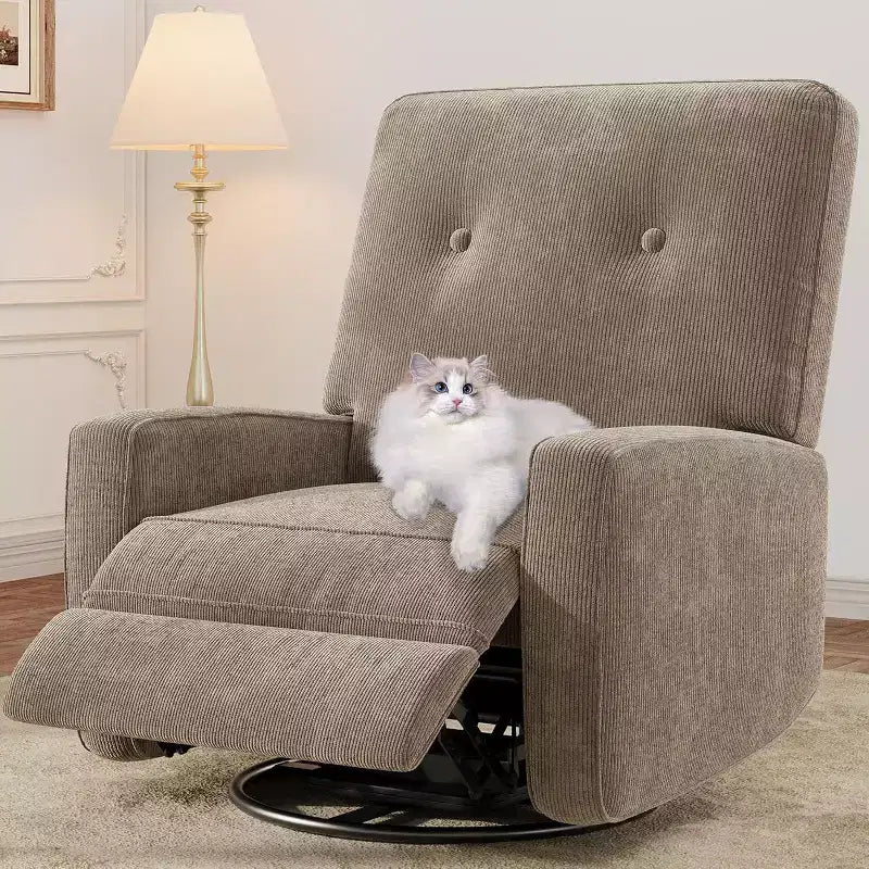Fauteuil inclinable, pivotant, surdimensionné, en lin, fauteuil à bascule et inclinable à 360° pour salon, chambre à coucher