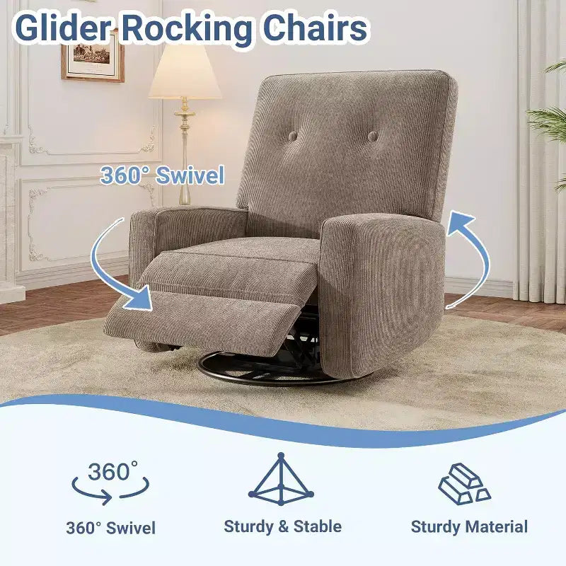 Fauteuil inclinable, pivotant, surdimensionné, en lin, fauteuil à bascule et inclinable à 360° pour salon, chambre à coucher