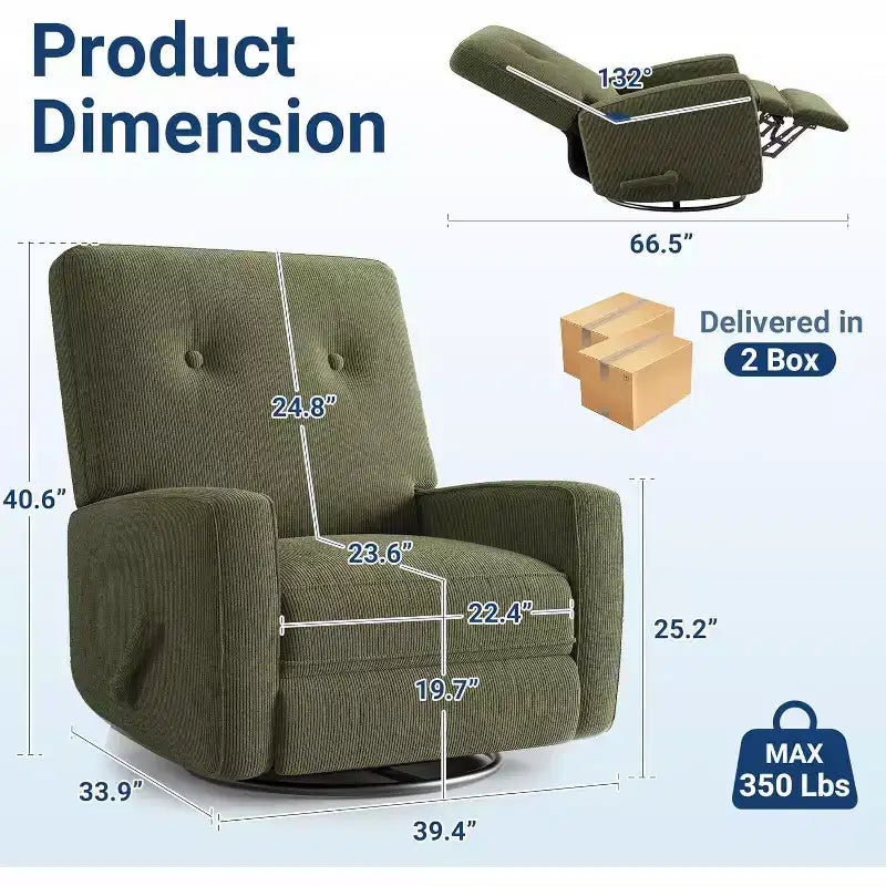Fauteuil inclinable, pivotant, surdimensionné, en lin, fauteuil à bascule et inclinable à 360° pour salon, chambre à coucher