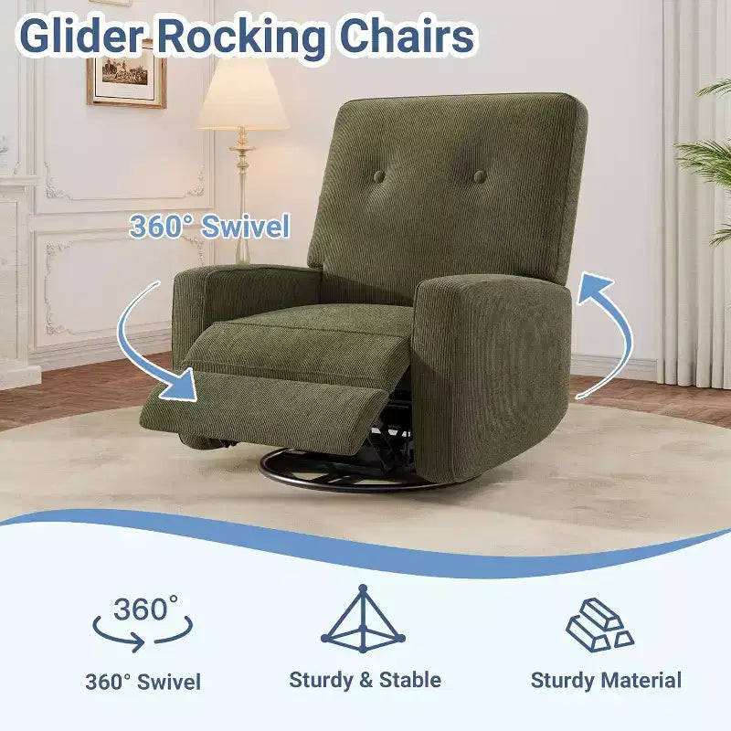 Fauteuil inclinable, pivotant, surdimensionné, en lin, fauteuil à bascule et inclinable à 360° pour salon, chambre à coucher