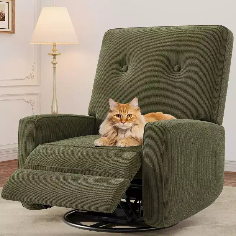 Fauteuil inclinable, pivotant, surdimensionné, en lin, fauteuil à bascule et inclinable à 360° pour salon, chambre à coucher