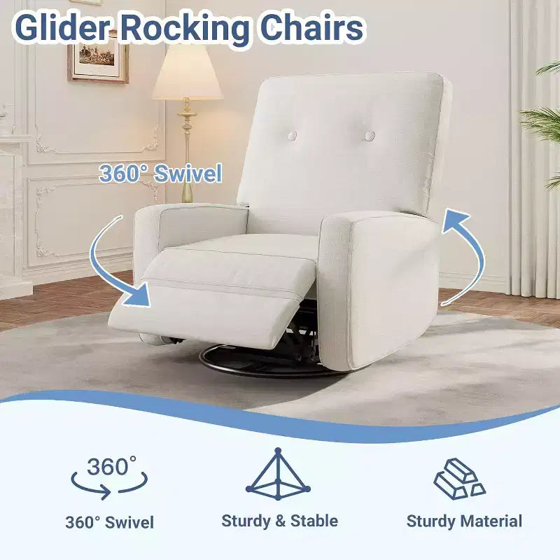 Fauteuil inclinable, pivotant, surdimensionné, en lin, fauteuil à bascule et inclinable à 360° pour salon, chambre à coucher