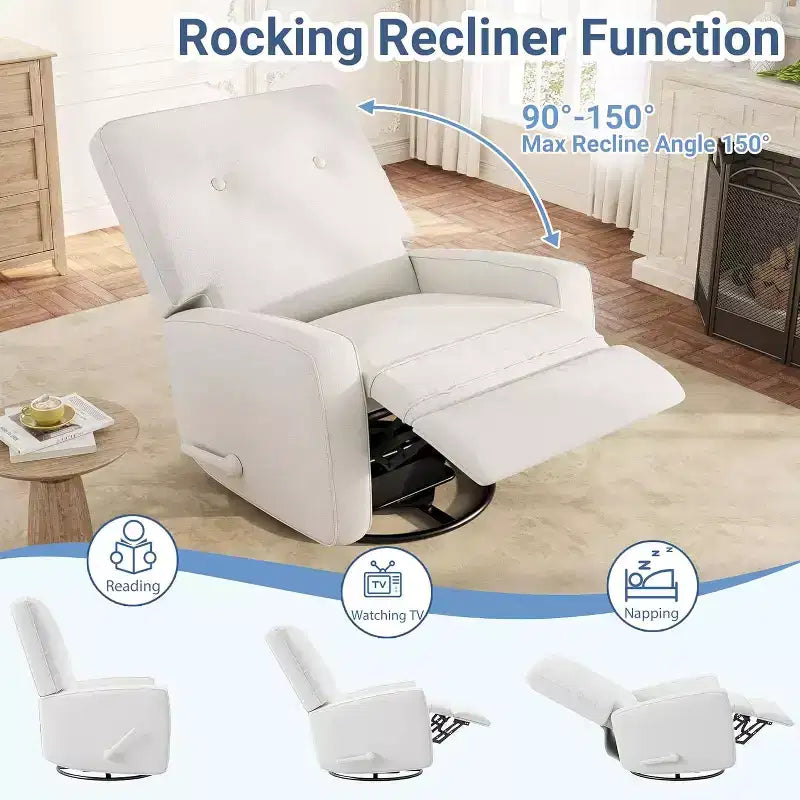 Fauteuil inclinable, pivotant, surdimensionné, en lin, fauteuil à bascule et inclinable à 360° pour salon, chambre à coucher